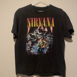 Nirvana MTV Unplugged Graphic T-Shirt Mens‎ XL Band Tee Black Cotton